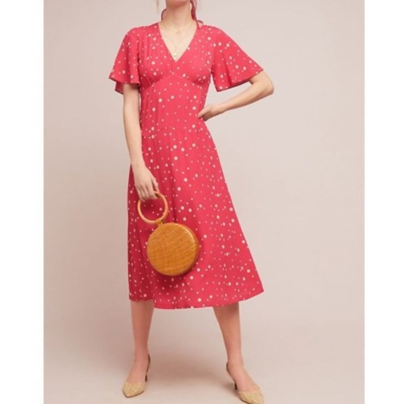 NWT $183 KACHEL x Anthropologie Betty Dot Midi Dress - Picture 1 of 10